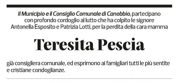 Annuncio funebre Teresita Pescia