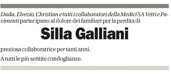 Annuncio funebre Silla Galliani