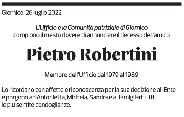 Annuncio funebre Pietro Robertini