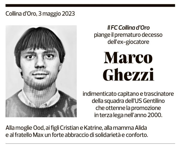 Annuncio funebre Marco Ghezzi