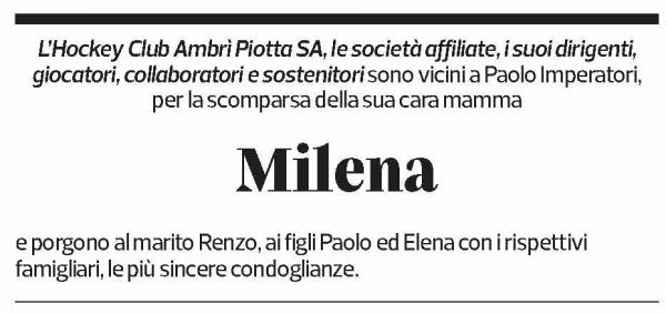Annuncio funebre Milena 