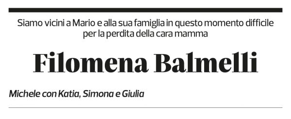 Annuncio funebre Filomena Balmelli