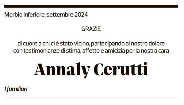 Annuncio funebre Annaly Cerutti