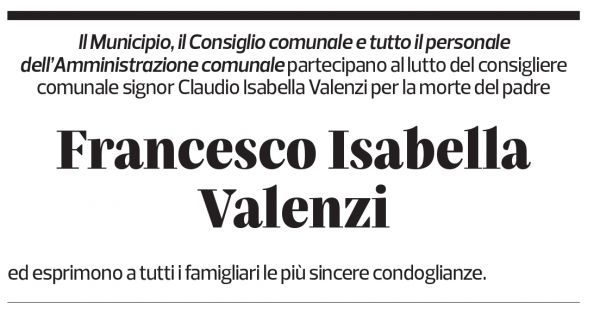 Annuncio funebre Francesco Isabella Valenzi