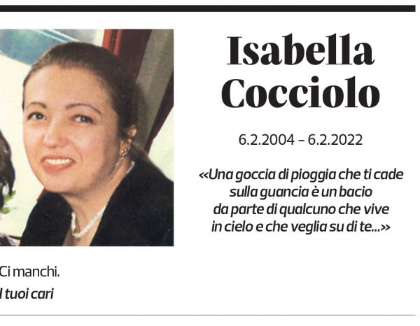 Annuncio funebre Isabella Cocciolo