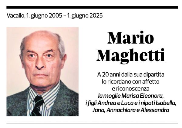 Annuncio funebre Mario Maghetti