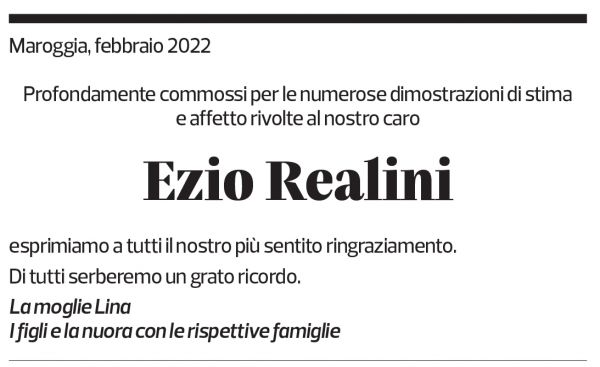 Annuncio funebre Ezio Realini