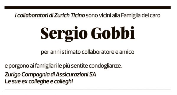 Annuncio funebre Sergio Gobbi