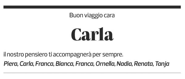 Annuncio funebre Carla Alinari