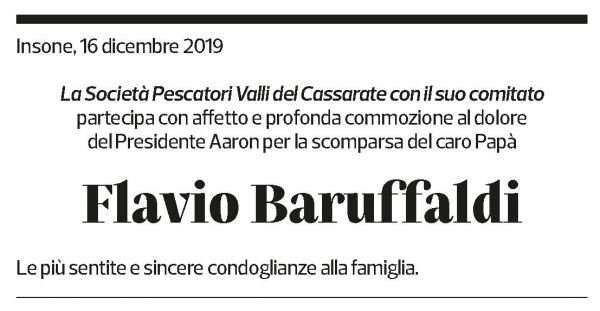 Annuncio funebre Flavio Baruffaldi