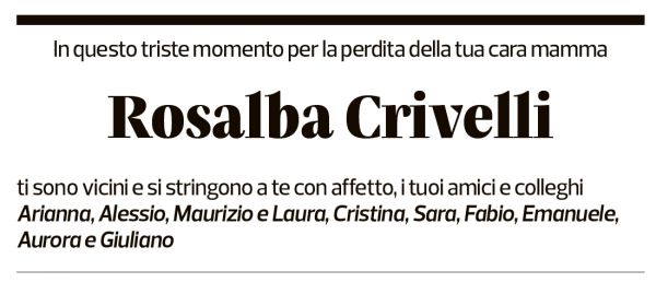 Annuncio funebre Rosalba Crivelli