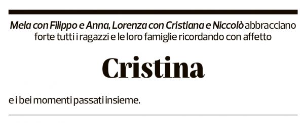 Annuncio funebre Cristina Del Bue