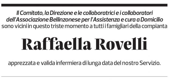 Annuncio funebre Raffaella Rovelli