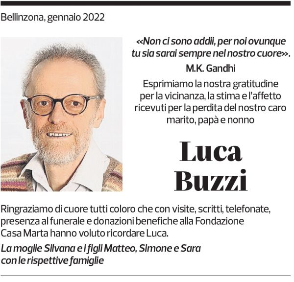 Annuncio funebre Luca Buzzi