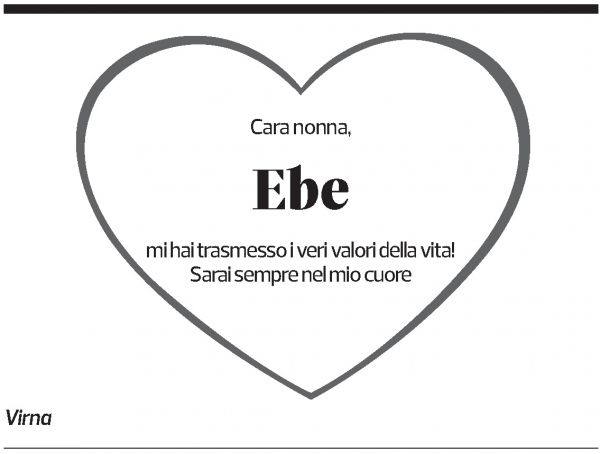 Annuncio funebre Ebe Bognuda