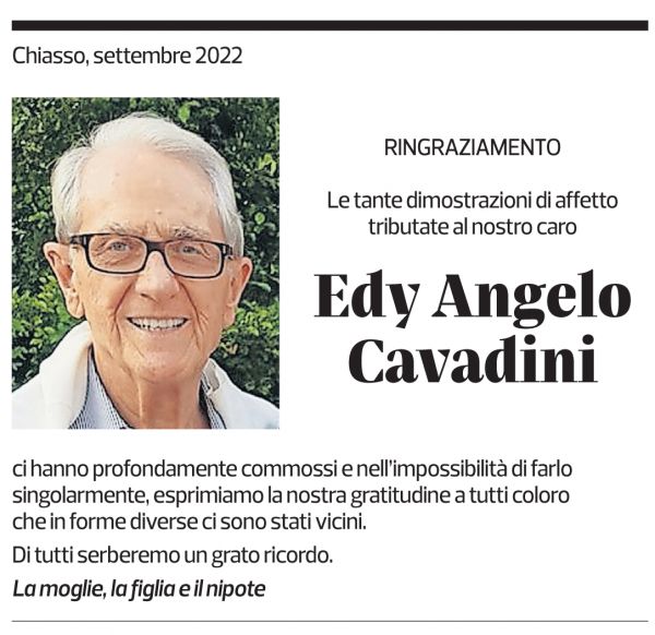 Annuncio funebre Edy Angelo Cavadini