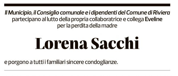 Annuncio funebre Lorena Sacchi