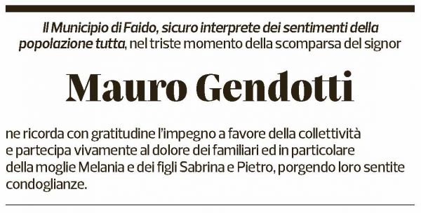 Annuncio funebre Mauro Gendotti