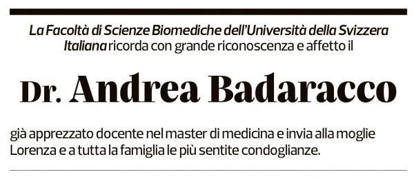 Annuncio funebre Andrea Badaracco