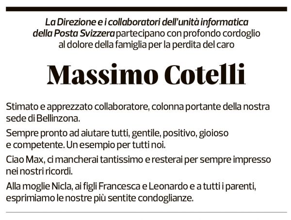 Annuncio funebre Massimo Cotelli