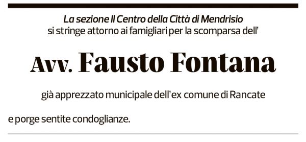 Annuncio funebre Fausto Fontana