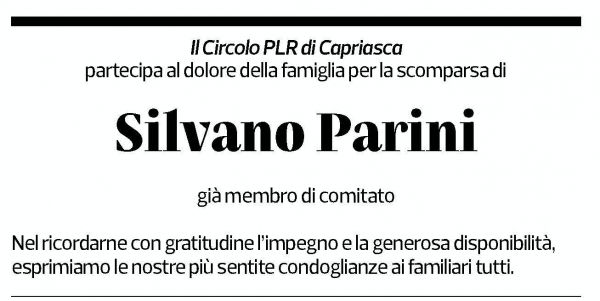 Annuncio funebre Silvano Parini