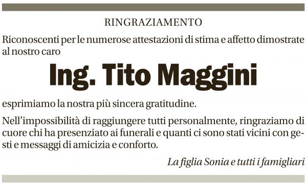 Annuncio funebre Tito Maggini