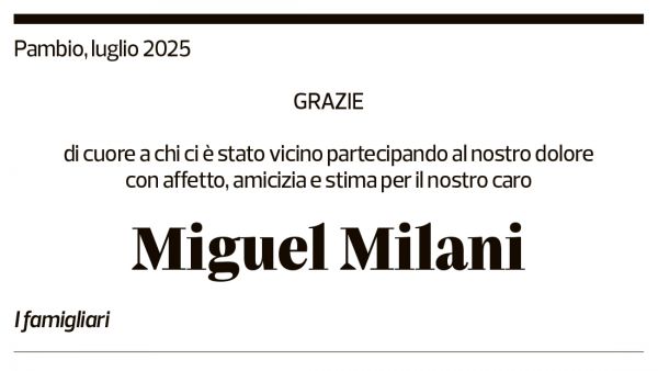 Annuncio funebre Miguel Milani