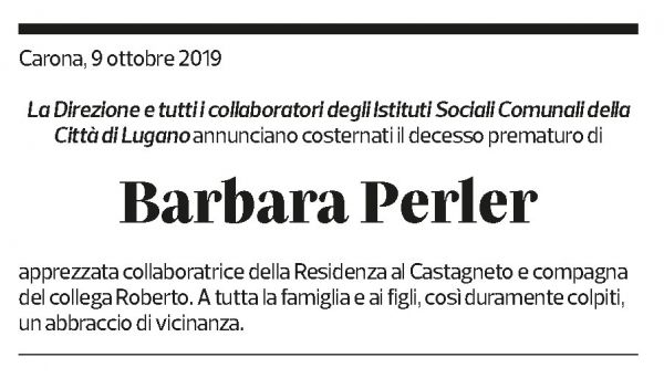 Annuncio funebre Barbara Perler