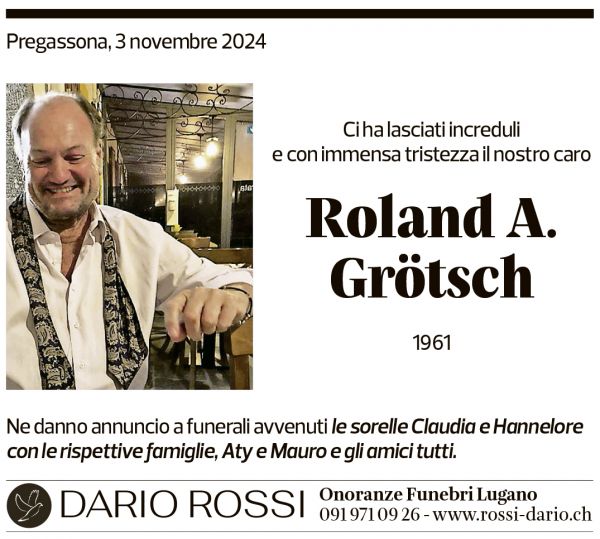 Annuncio funebre Roland A. Groetsch