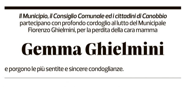 Annuncio funebre Gemma Ghielmini