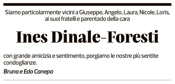 Annuncio funebre Ines Dinale-foresti