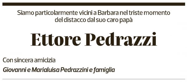 Annuncio funebre Ettore Pedrazzi