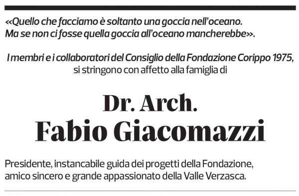 Annuncio funebre Fabio Giacomazzi