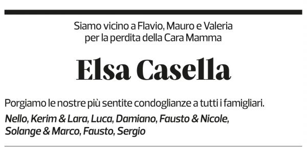Annuncio funebre Elsa Casella