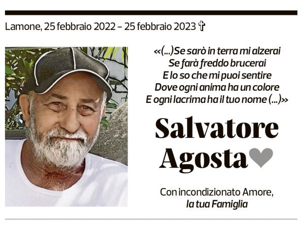 Annuncio funebre Salvatore Agosta