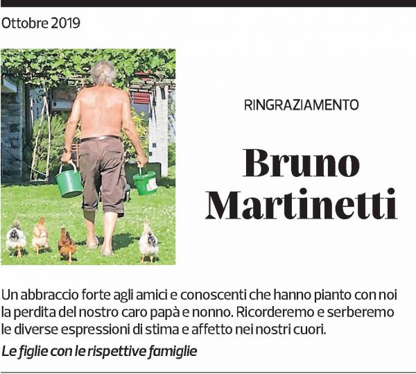 Annuncio funebre Bruno Martinetti