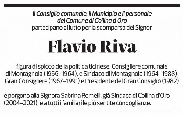Annuncio funebre Flavio Riva