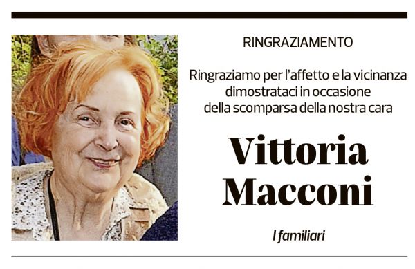 Annuncio funebre Vittoria Macconi