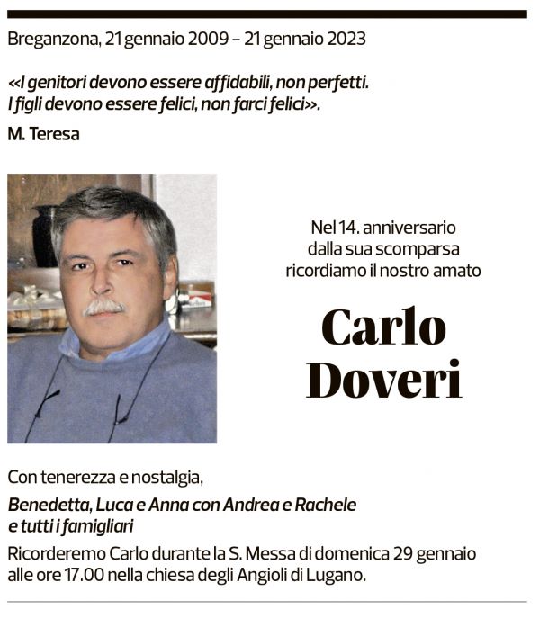 Annuncio funebre Carlo Doveri