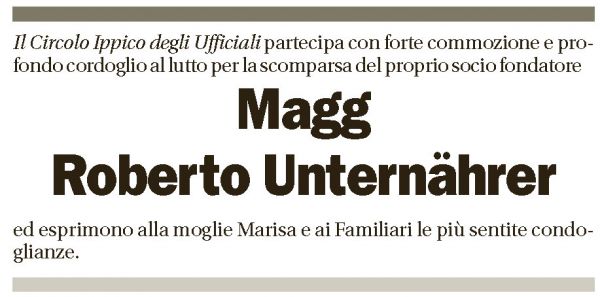 Annuncio funebre Roberto Unternährer