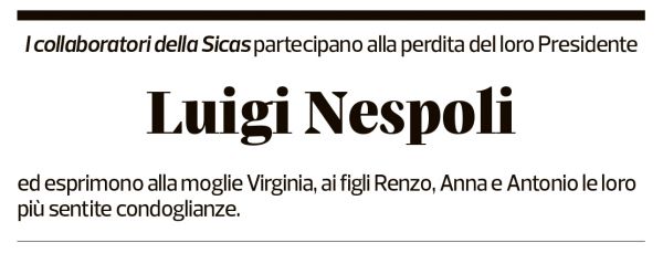 Annuncio funebre Luigi Nespoli