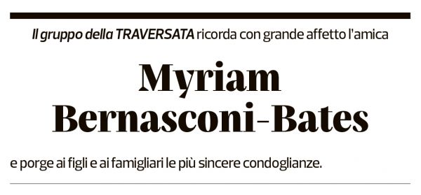 Annuncio funebre Myriam Bernasconi-bates