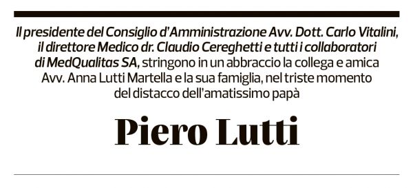 Annuncio funebre Piero Lutti