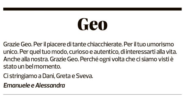 Annuncio funebre Geo Jeanmaire