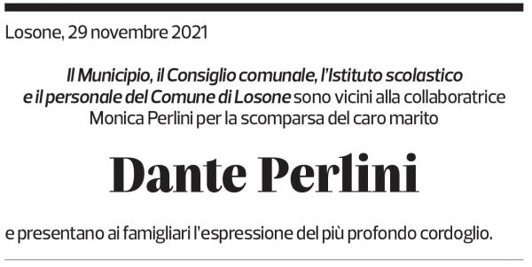 Annuncio funebre Dante Perlini