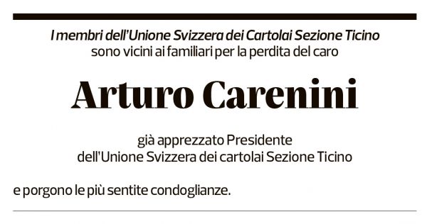 Annuncio funebre Arturo Carenini