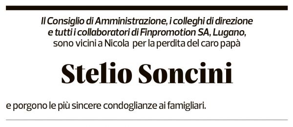 Annuncio funebre Stelio Soncini
