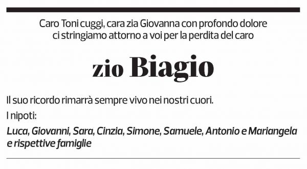 Annuncio funebre Biagio 