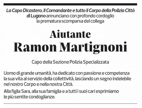 Annuncio funebre Ramon Martignoni